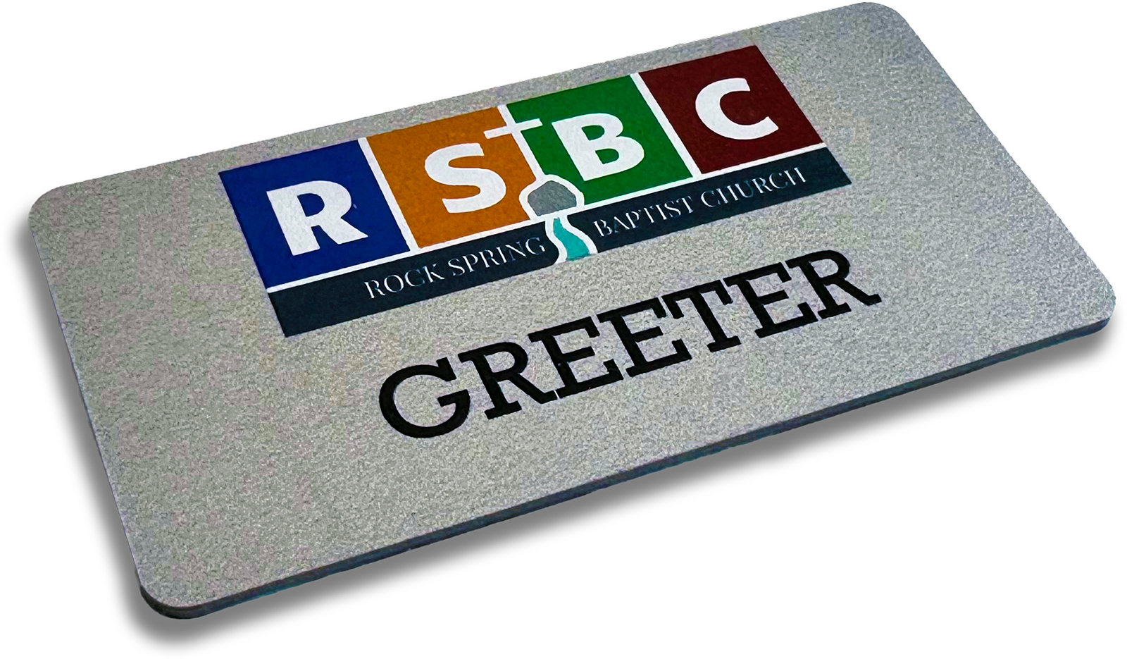 60-mil silver plastic rectangle custom name tag