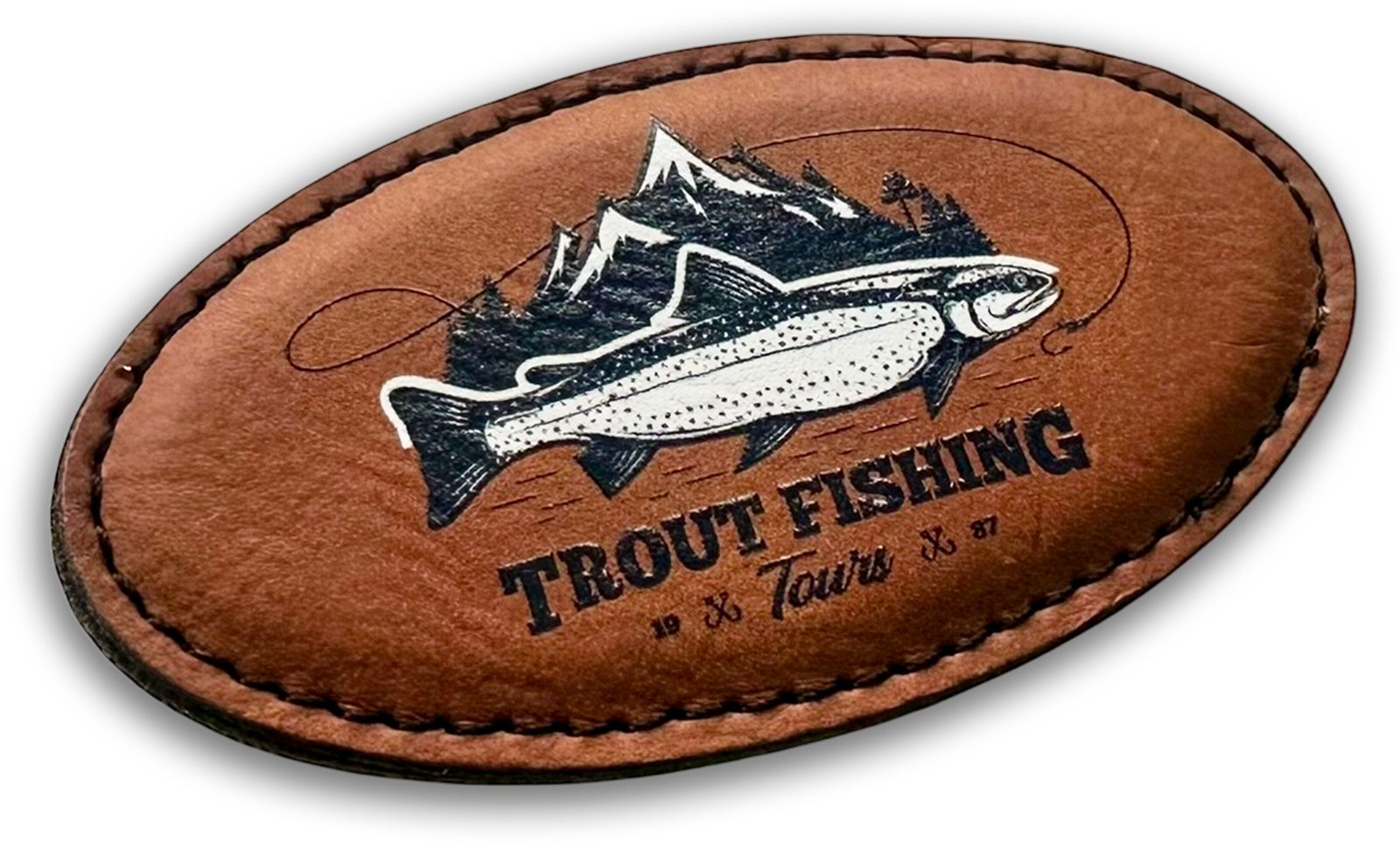 rawhide leather oval custom name tag