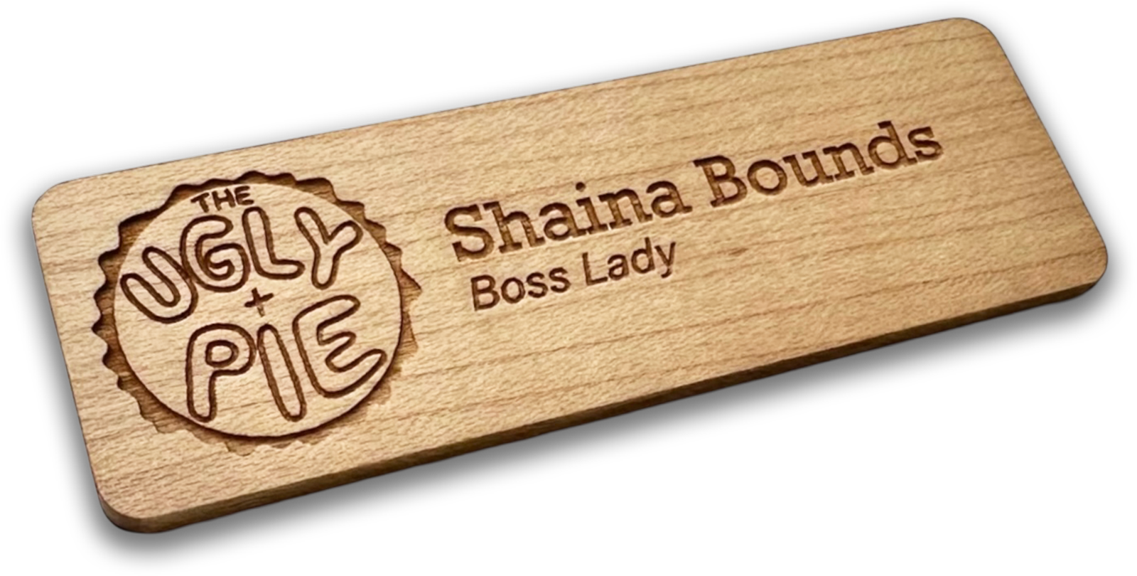 maple wood rectangle custom name tag