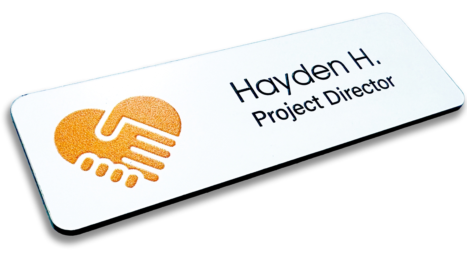 2-ply silver plastic rectangle custom name tag