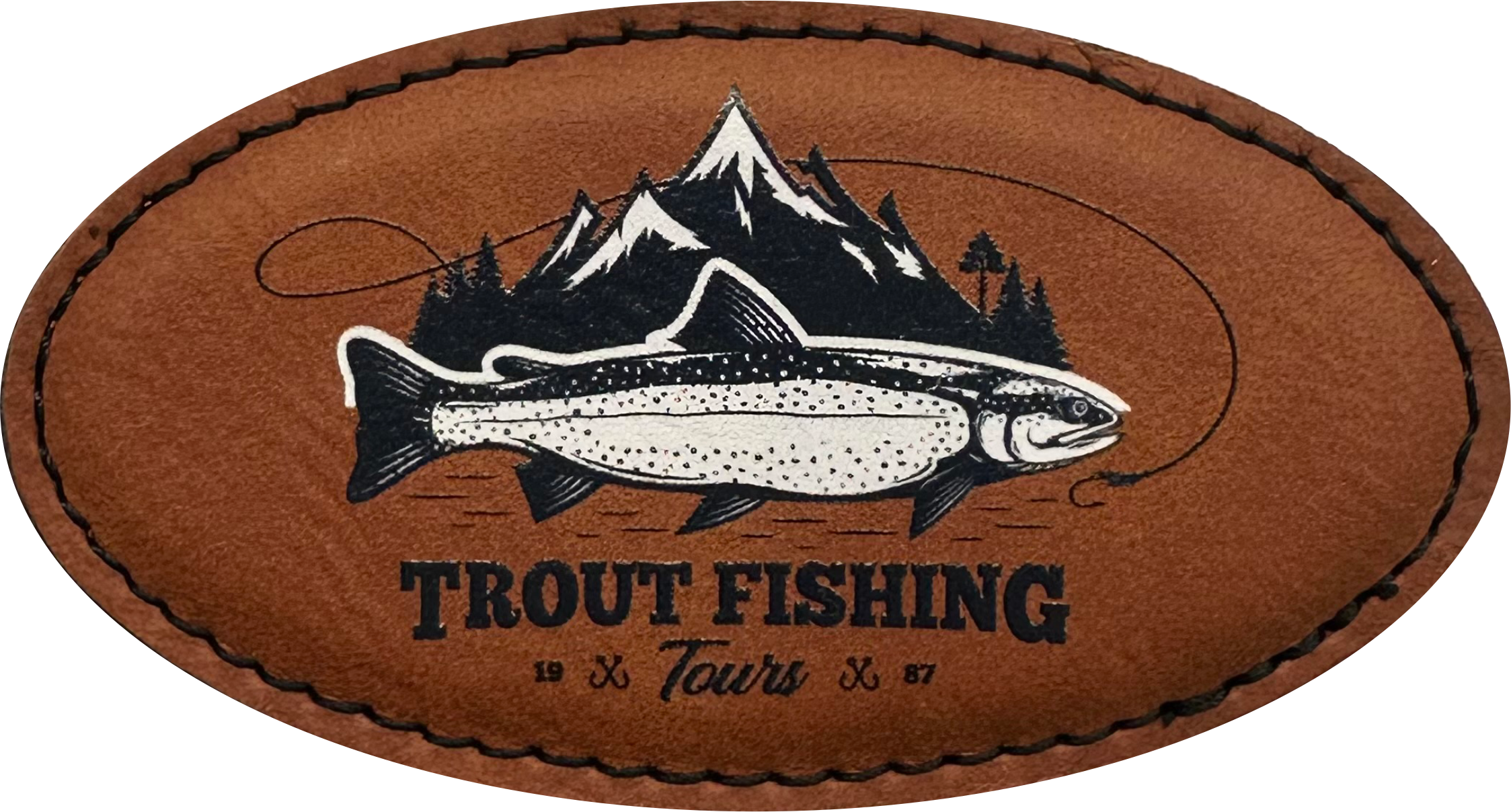 rawhide leather oval custom name tag