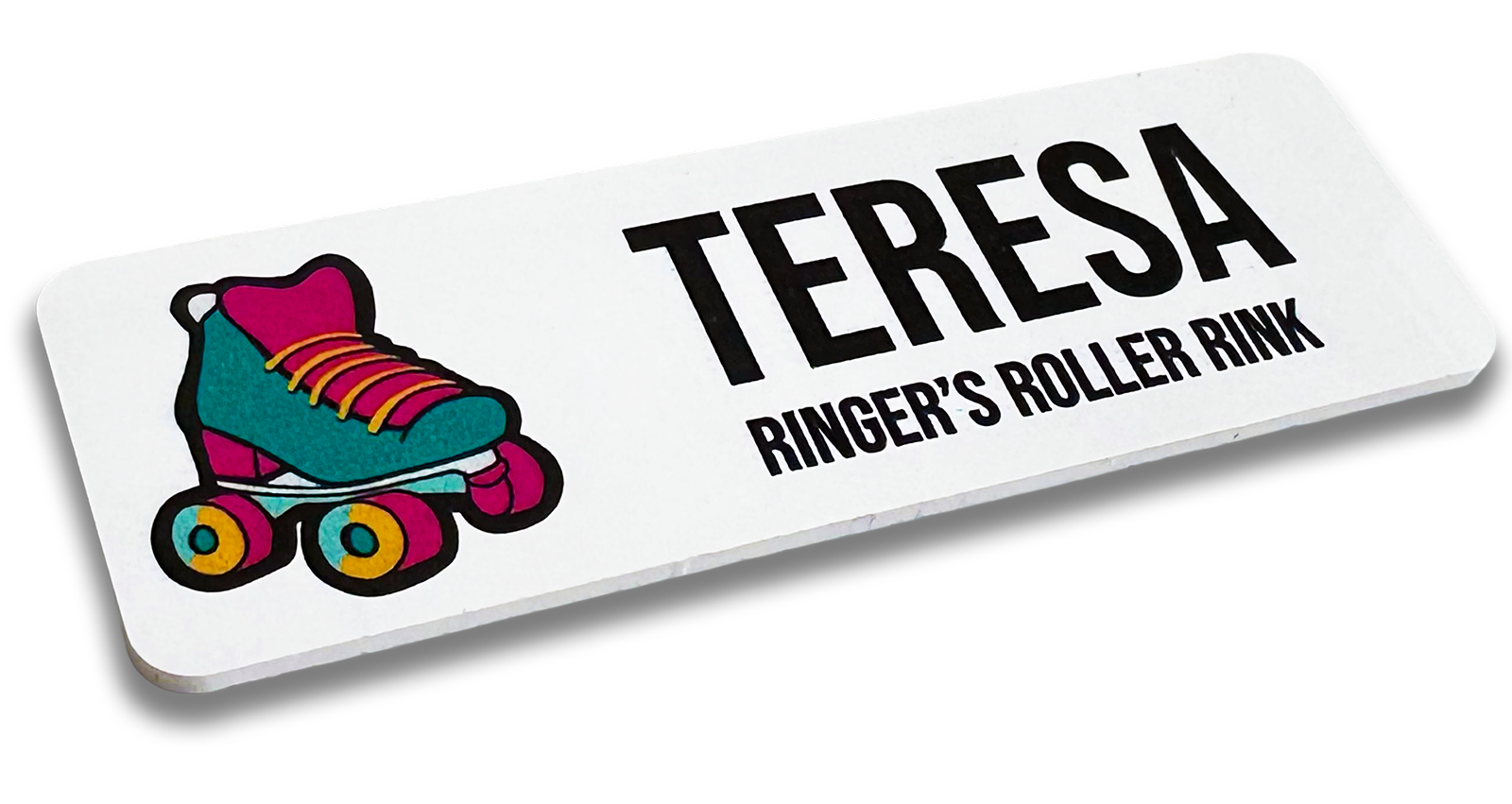 60-mil white plastic rectangle custom name tag