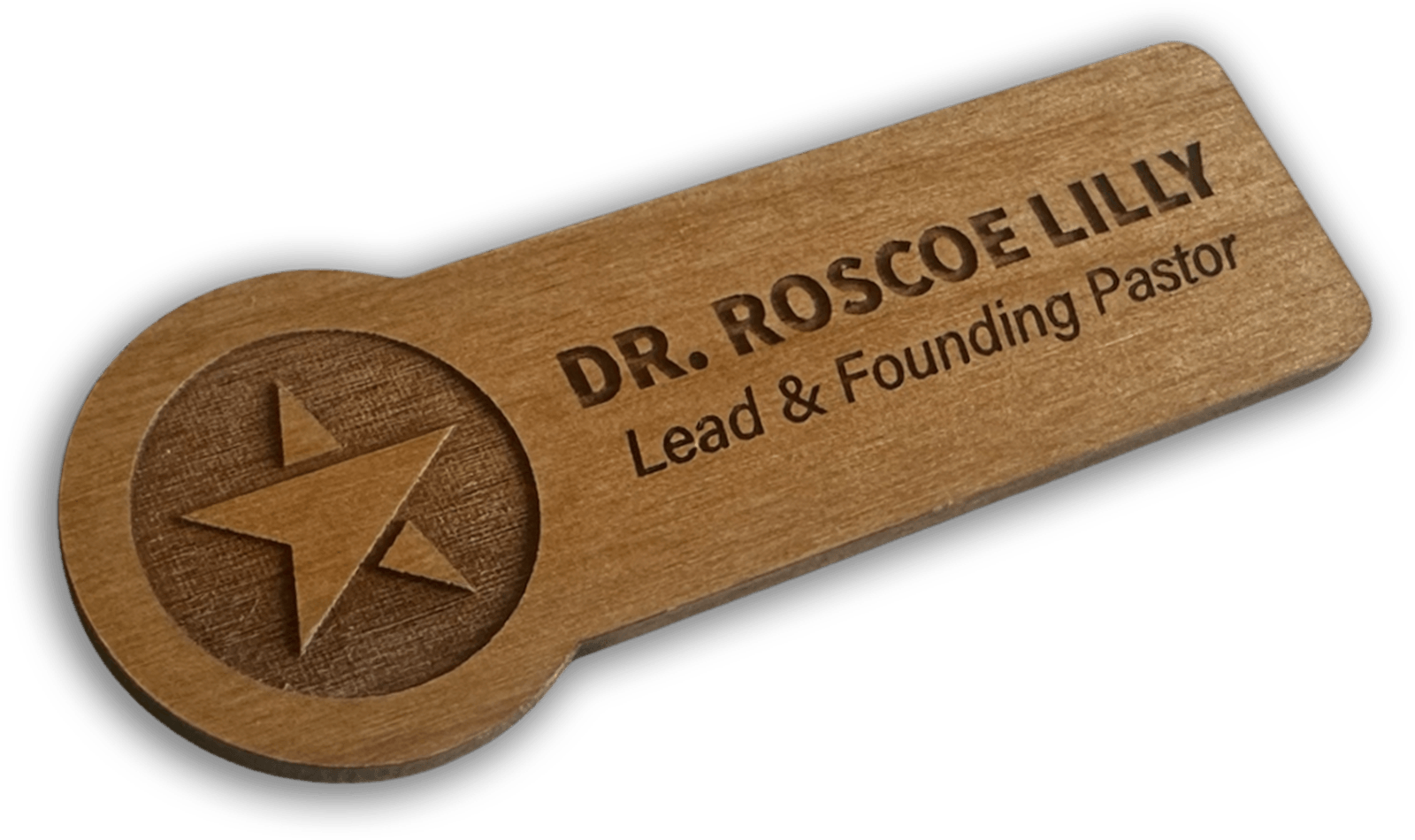 laser engraved wood name badge