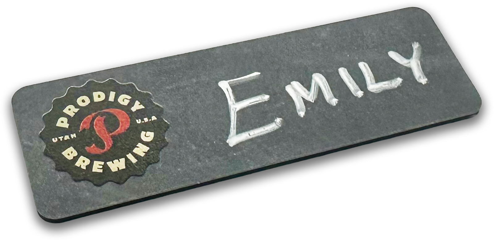 washed chalkboard rectangle custom name tag