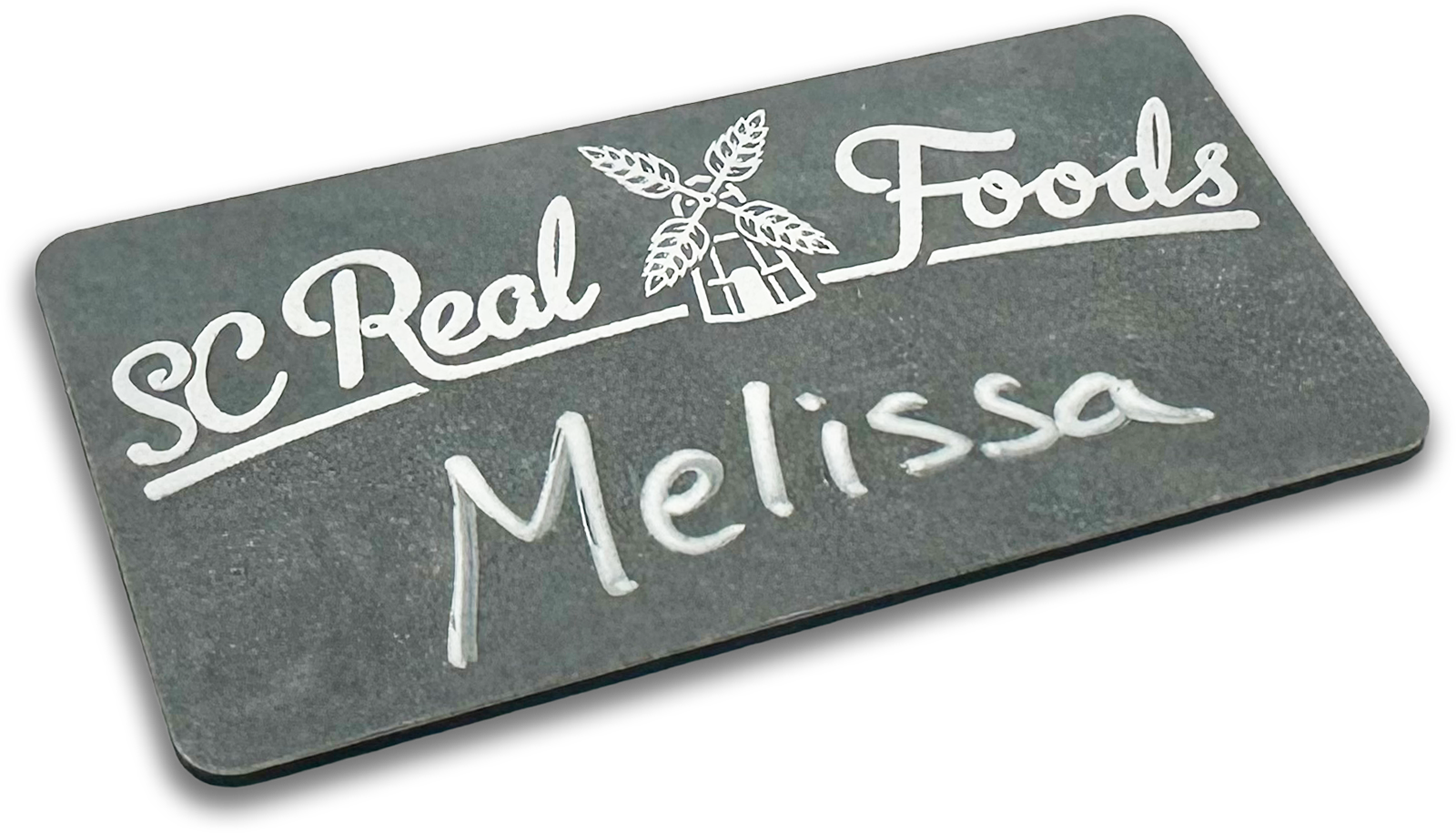 washed chalkboard rectangle custom name tag