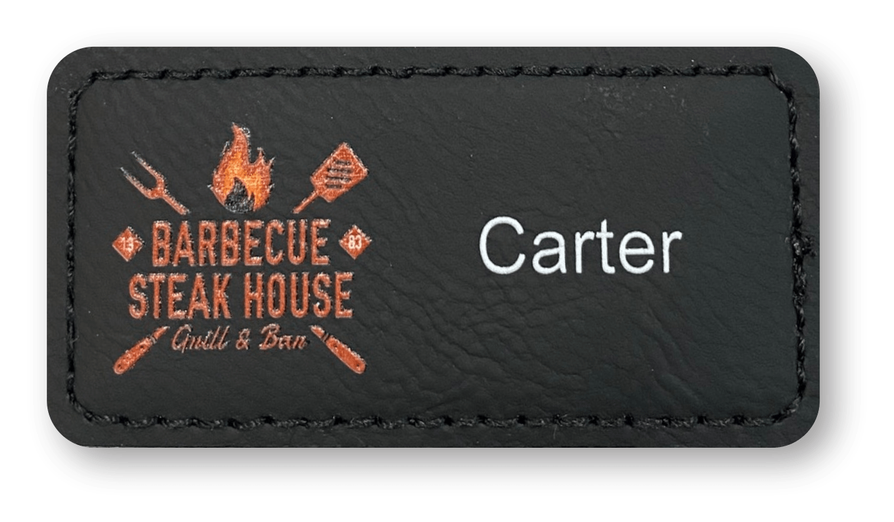 black rectangle leather custom name tag