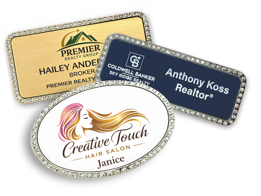 Real estate badge with black background