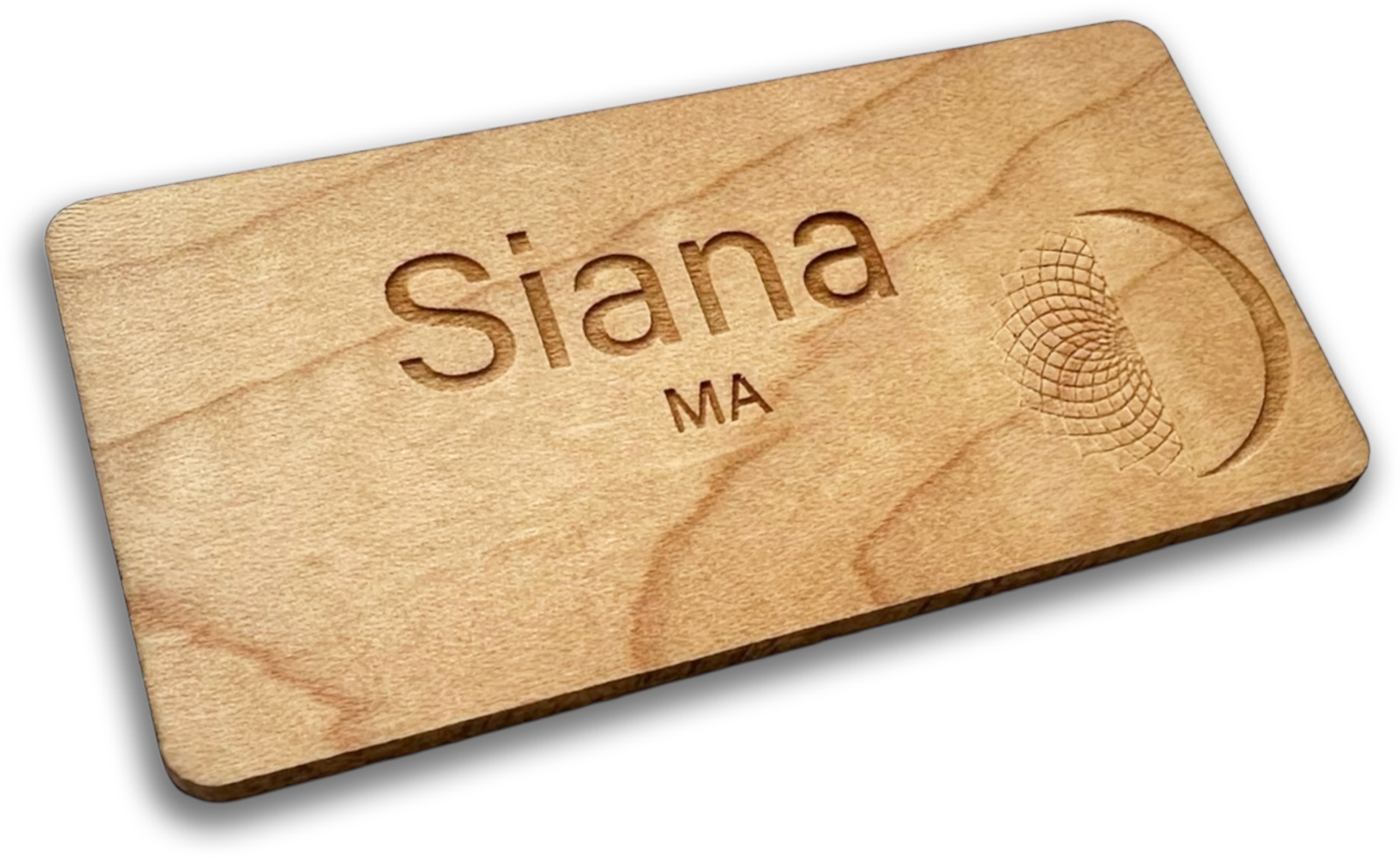 maple wood rectangle custom name tag