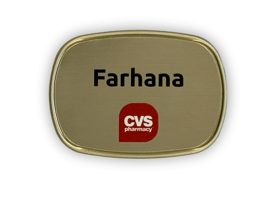 gold beveled metal specialty tv custom name tag