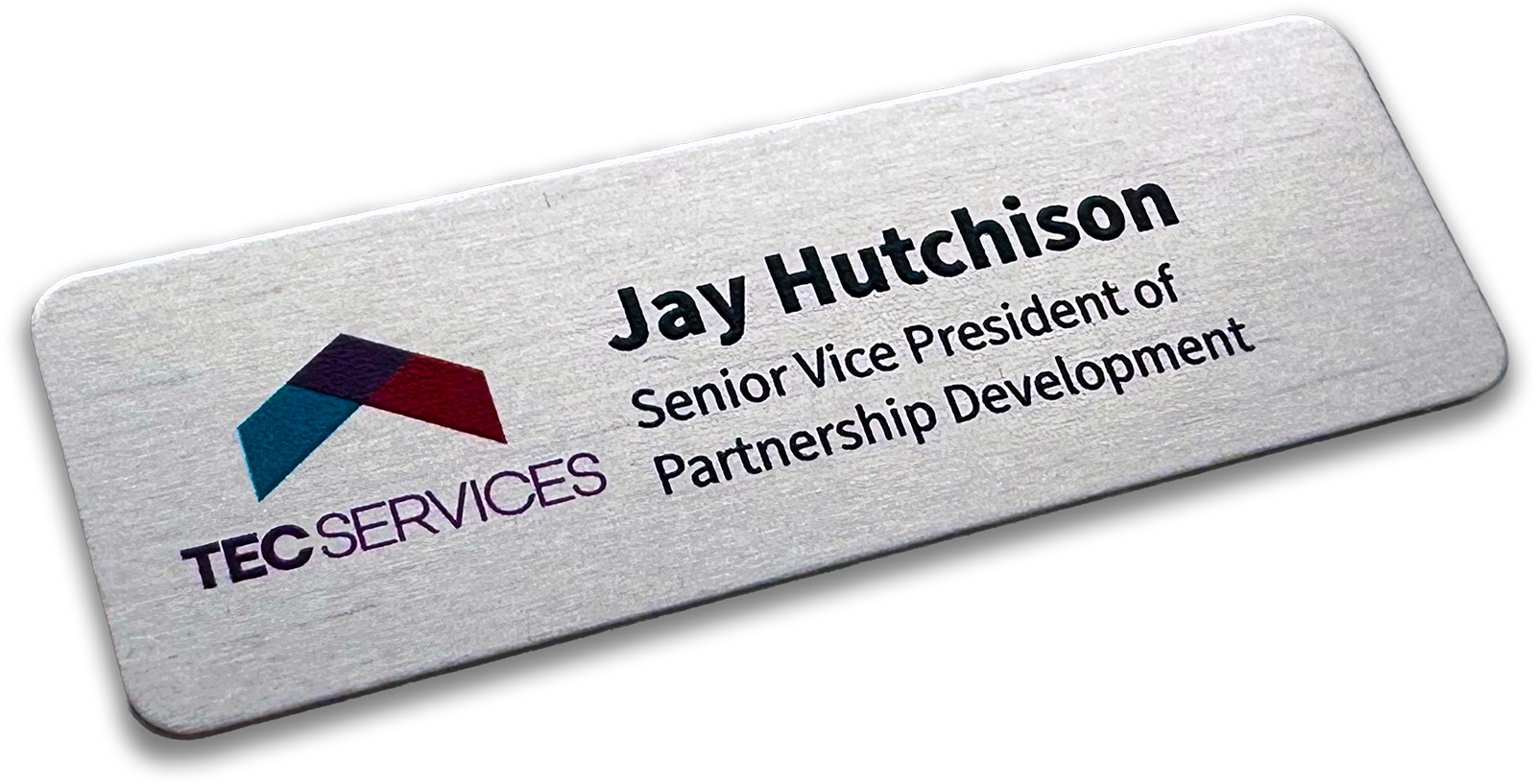 silver metal bar custom name tag