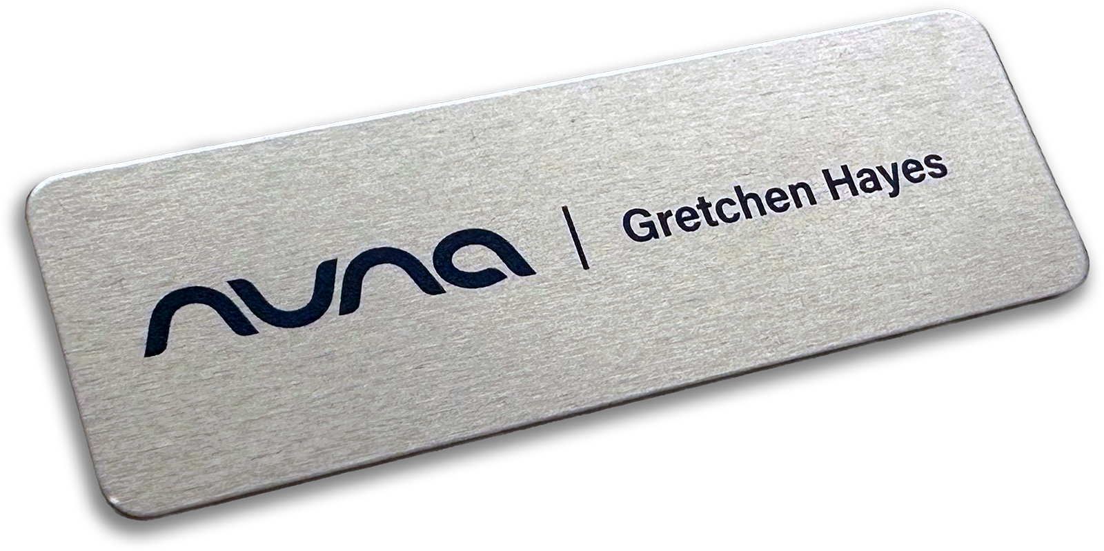 silver metal bar custom name tag