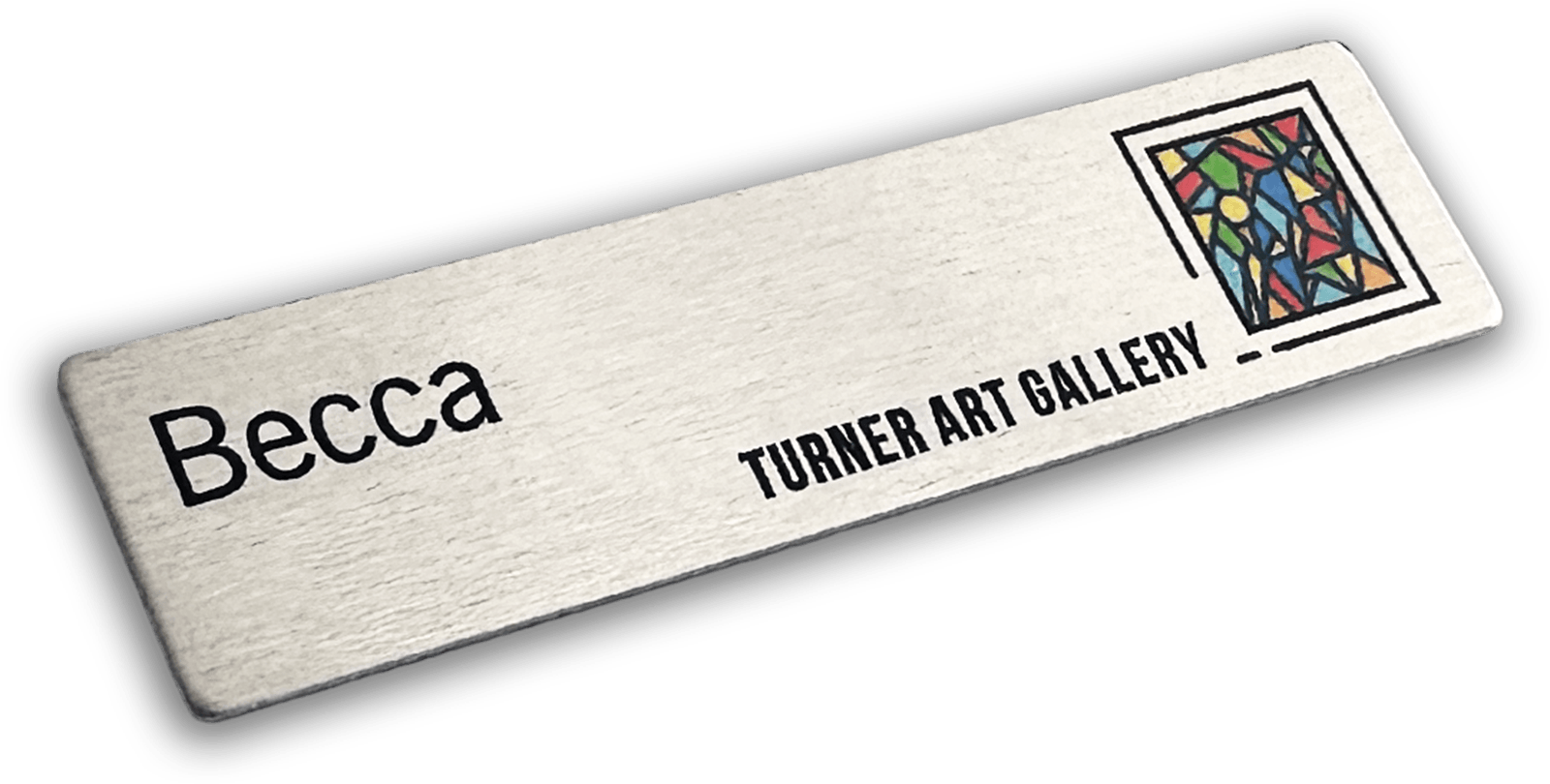 metal bar name badge