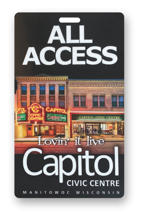 Vertical multi-colored lanyard all access name badge 