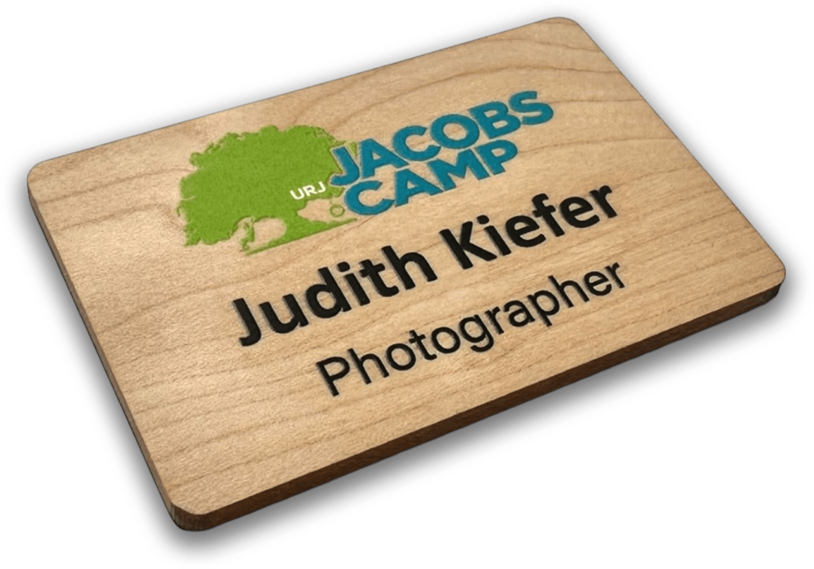 full color printed wood name badge