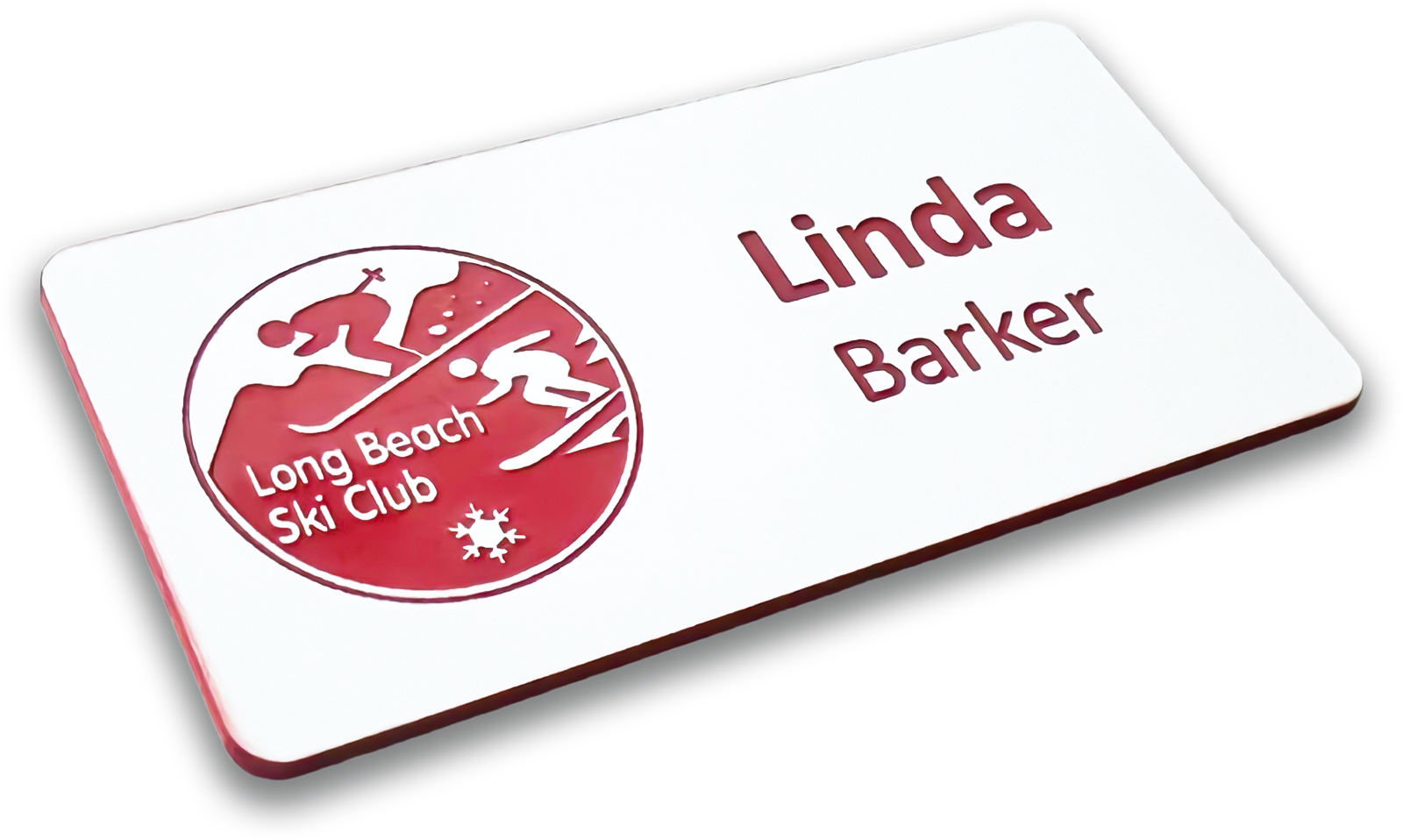 2-ply white plastic rectangle custom name tag