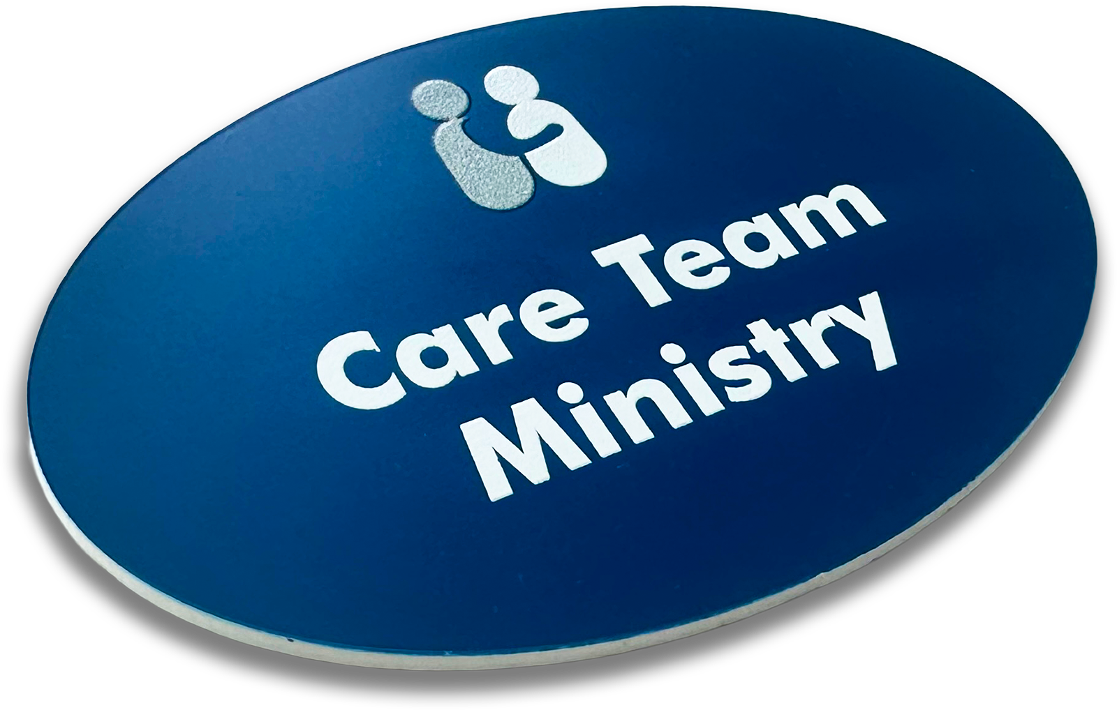 2-ply blue plastic oval custom name tag