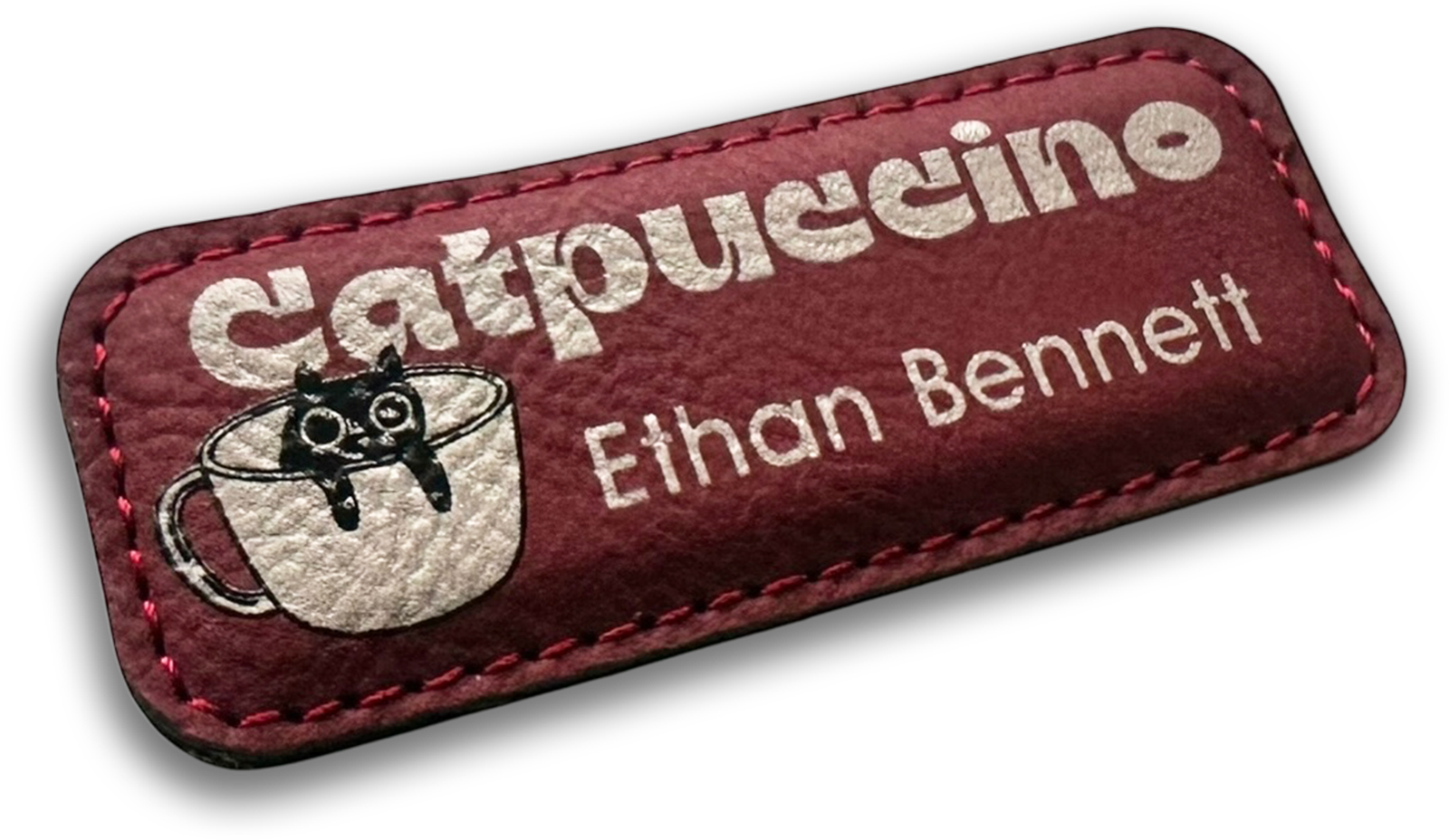 rose leather rectangle custom name tag