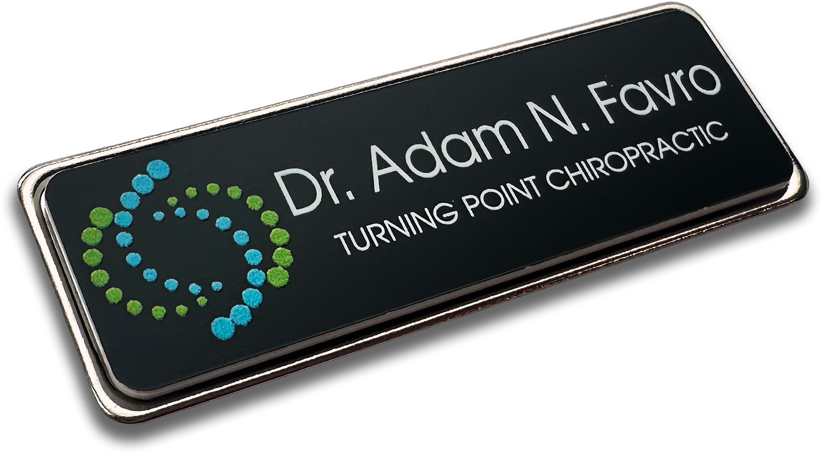 black metal frame rectangle custom name tag