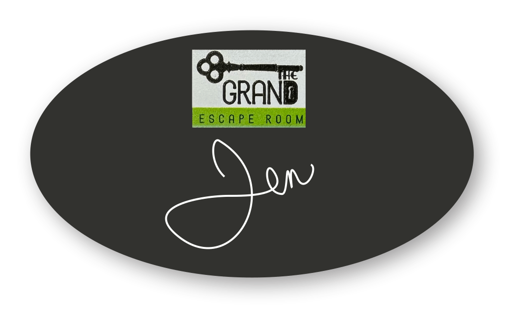 black chalkboard oval custom name tag