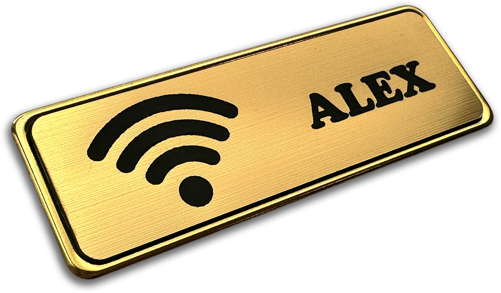 gold metal frame rectangle custom name tag
