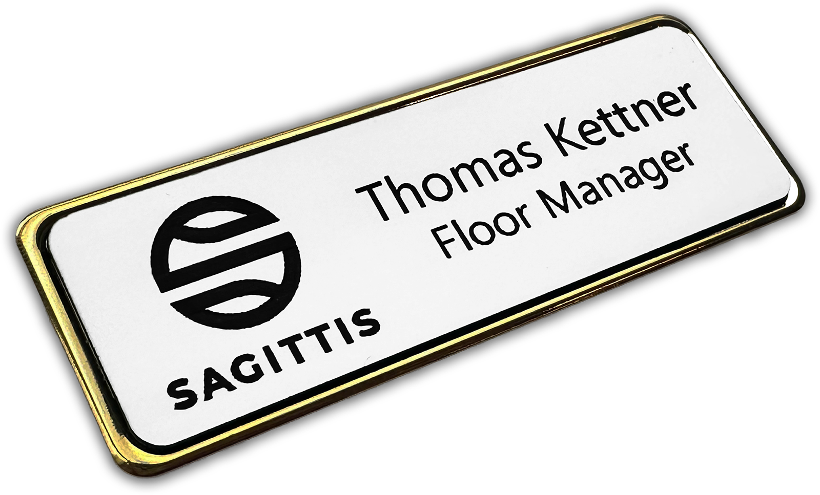 silver metal frame rectangle custom name tag