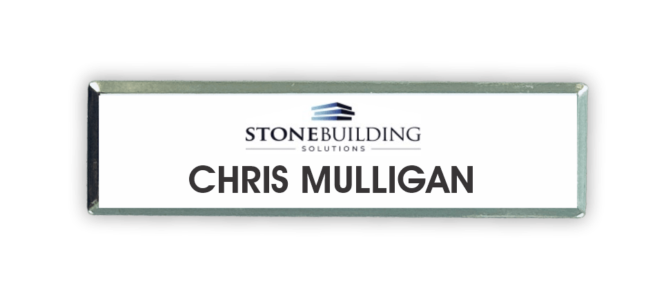 classic beveled metal rectangle custom name tag