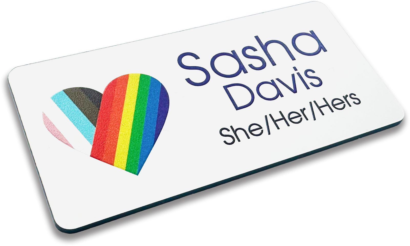 2-ply white plastic rectangle custom name tag