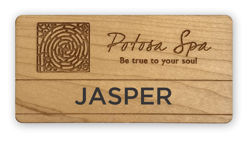 red alder wood rectangle custom name tag