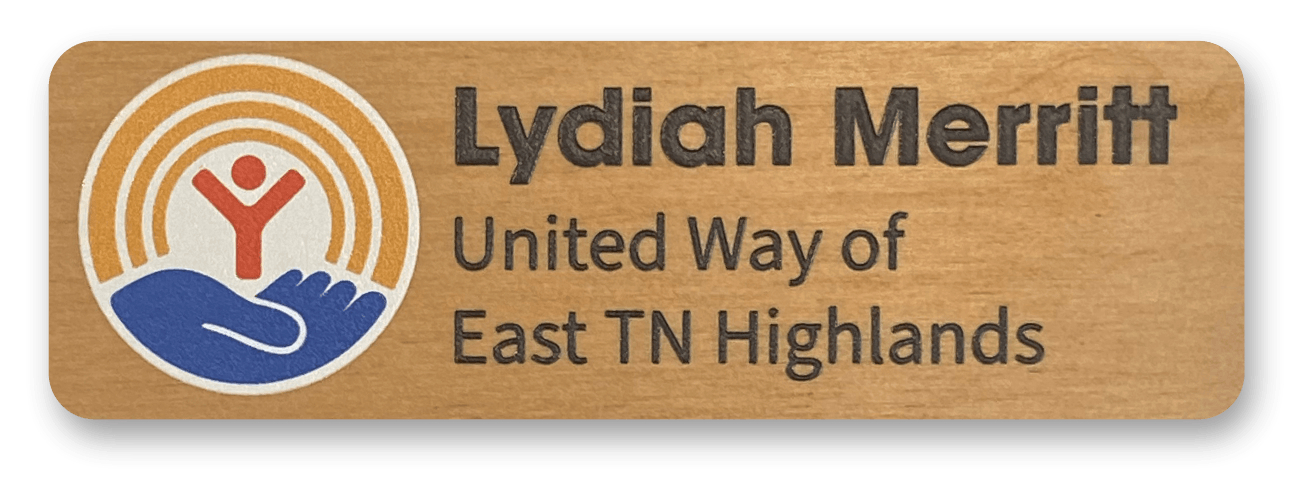 red alder wood rectangle custom name tag