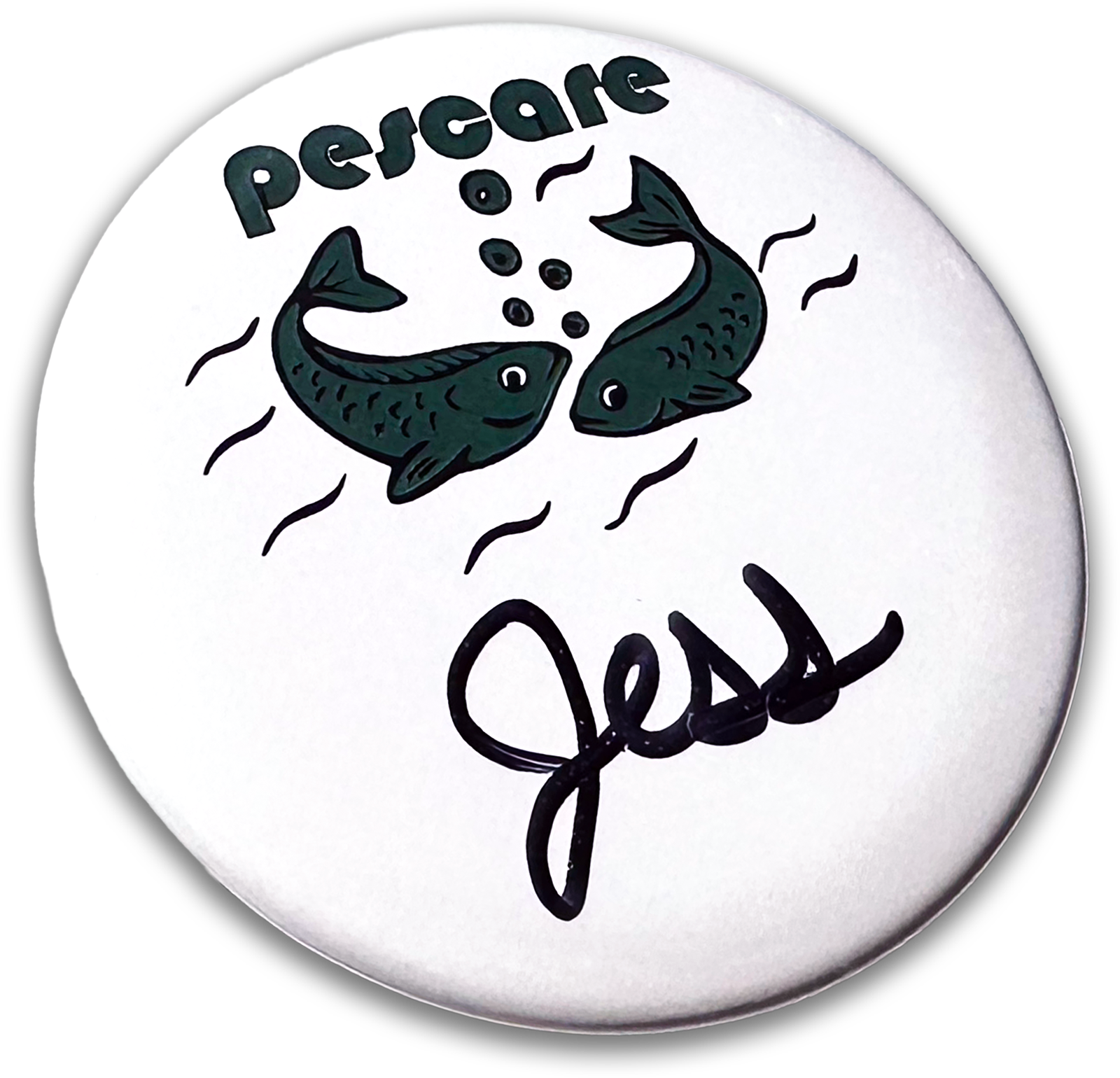 white round custom button name tag