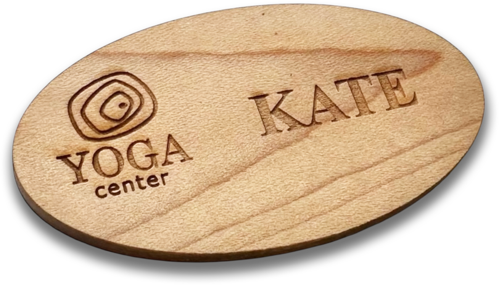 maple wood oval custom name tag