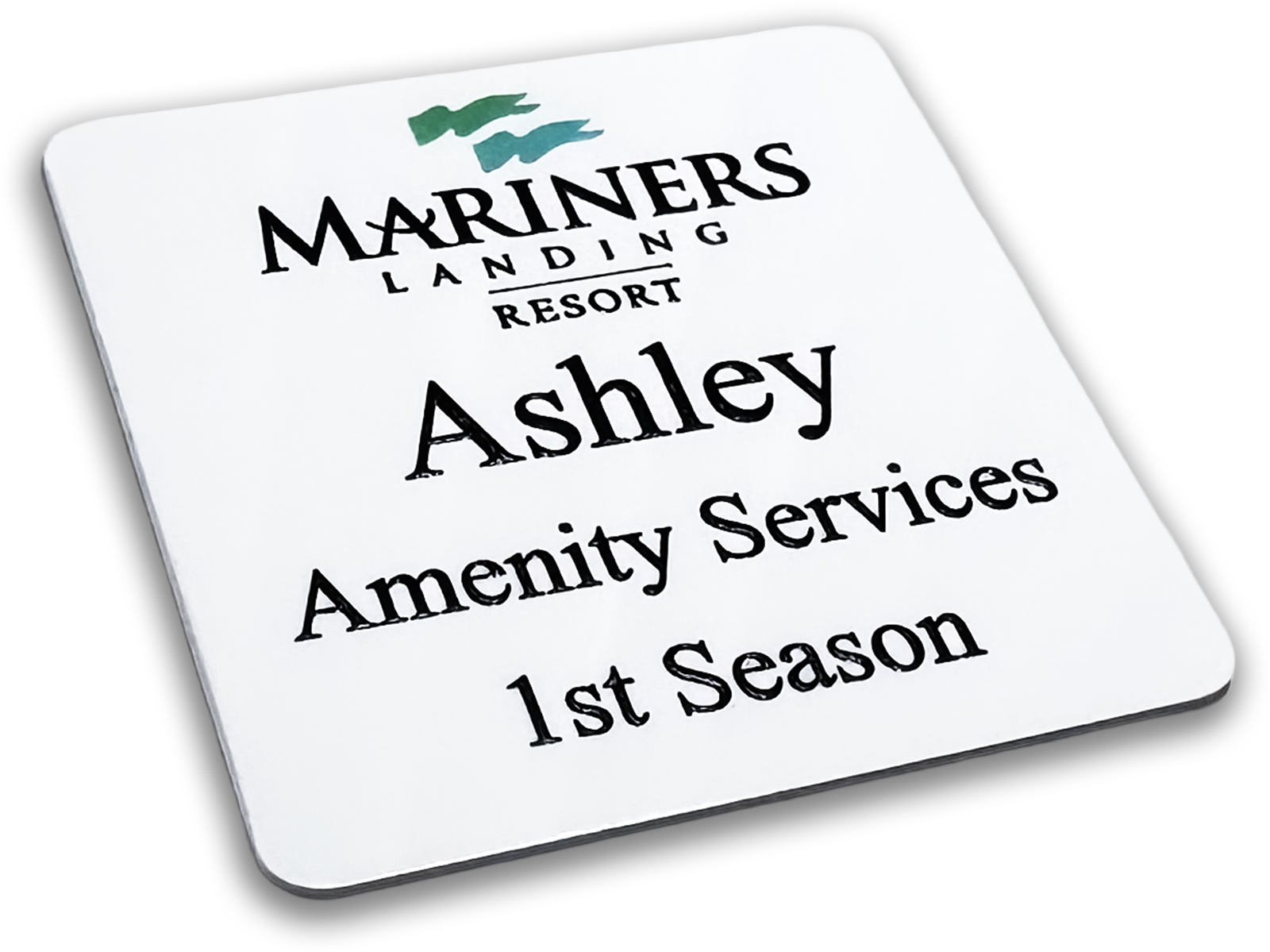 40-mil white plastic rectangle custom name tag