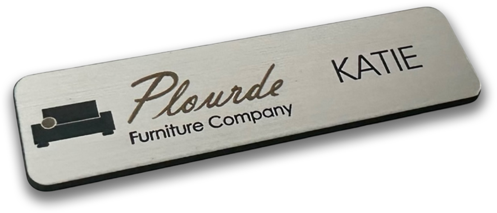 2-ply red plastic oval custom name tag