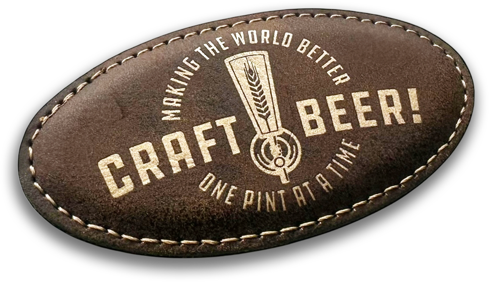 rustic leather oval custom name tag