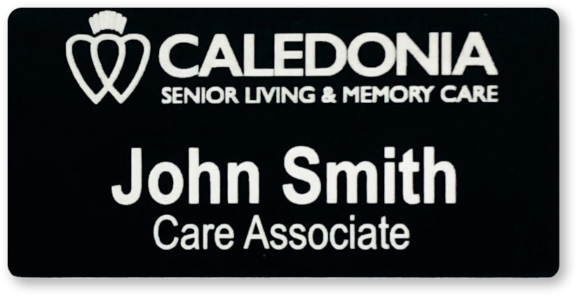 2-ply engraved black plastic rectangle custom name tag