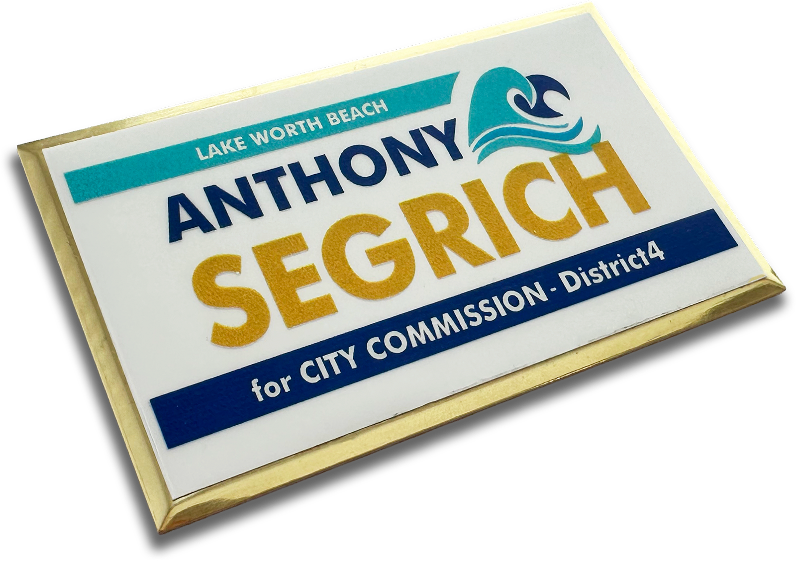 gold classic beveled metal custom name tag