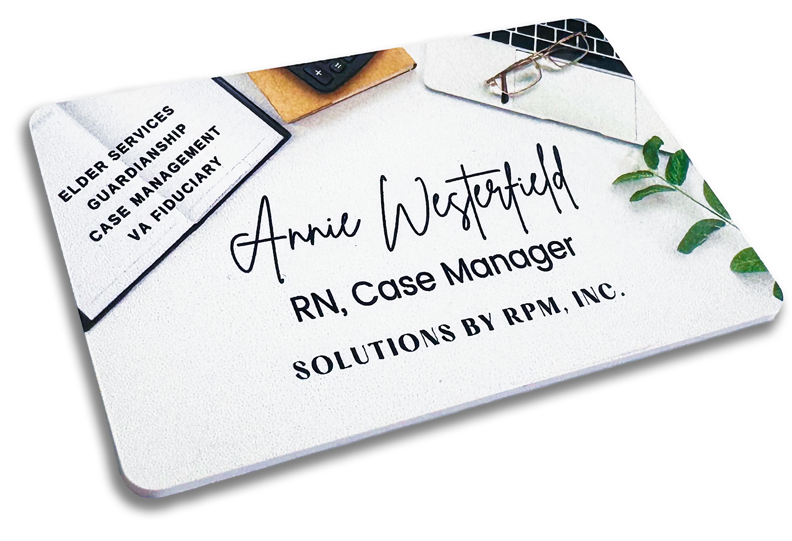 60-mil white plastic rectangle custom name tag