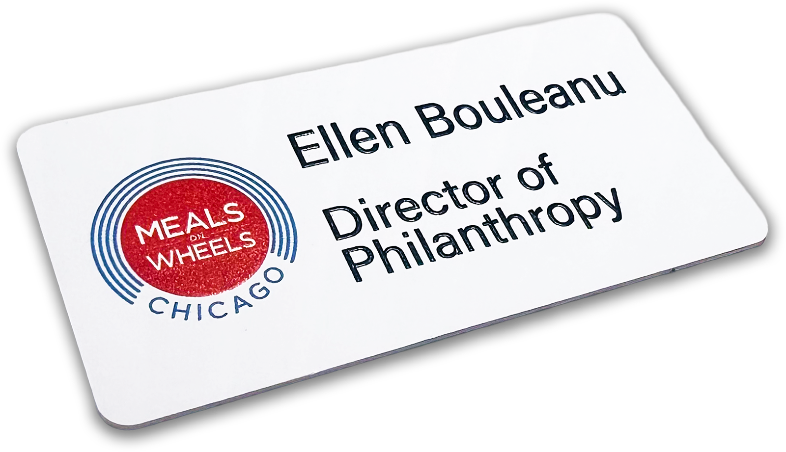 40-mil white plastic rectangle custom name tag