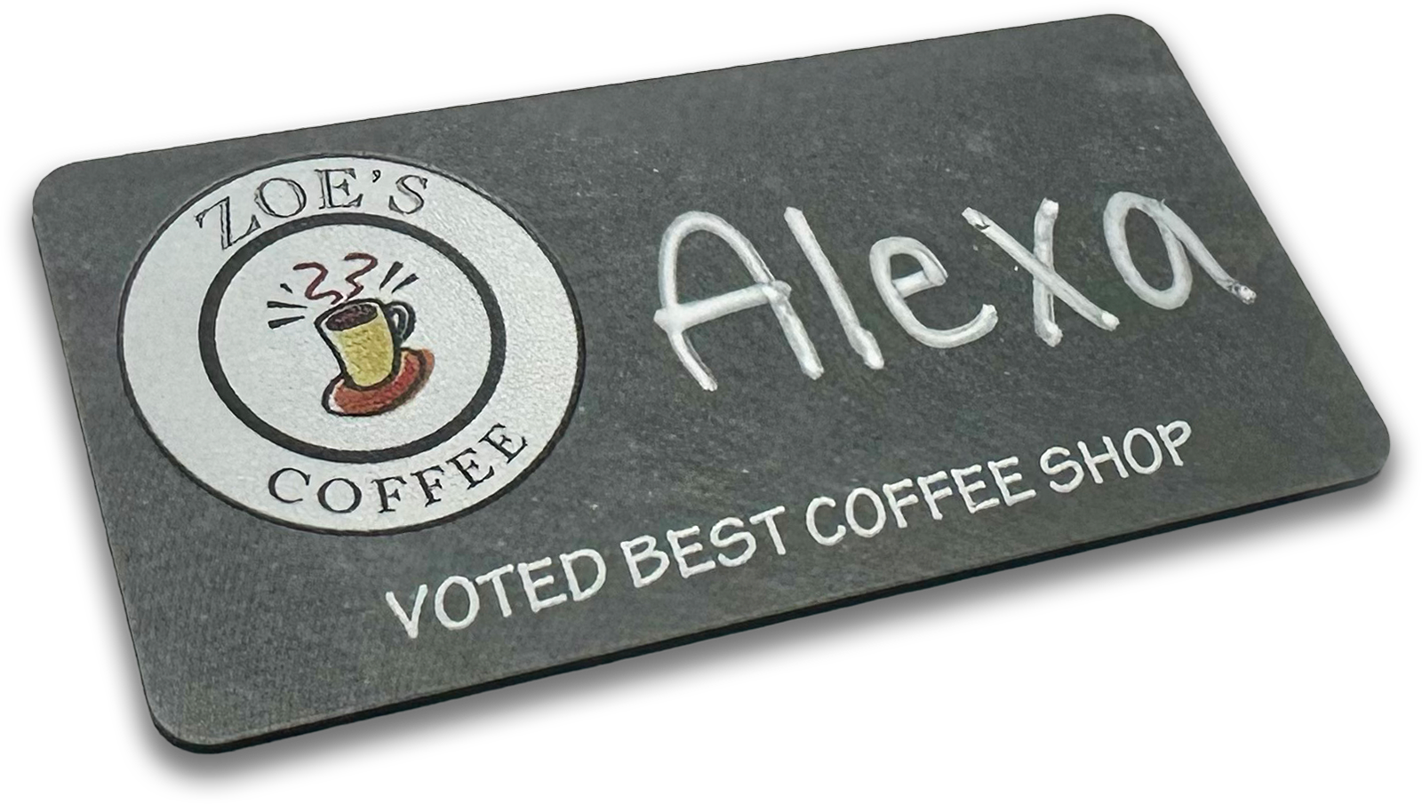 washed chalkboard rectangle custom name tag