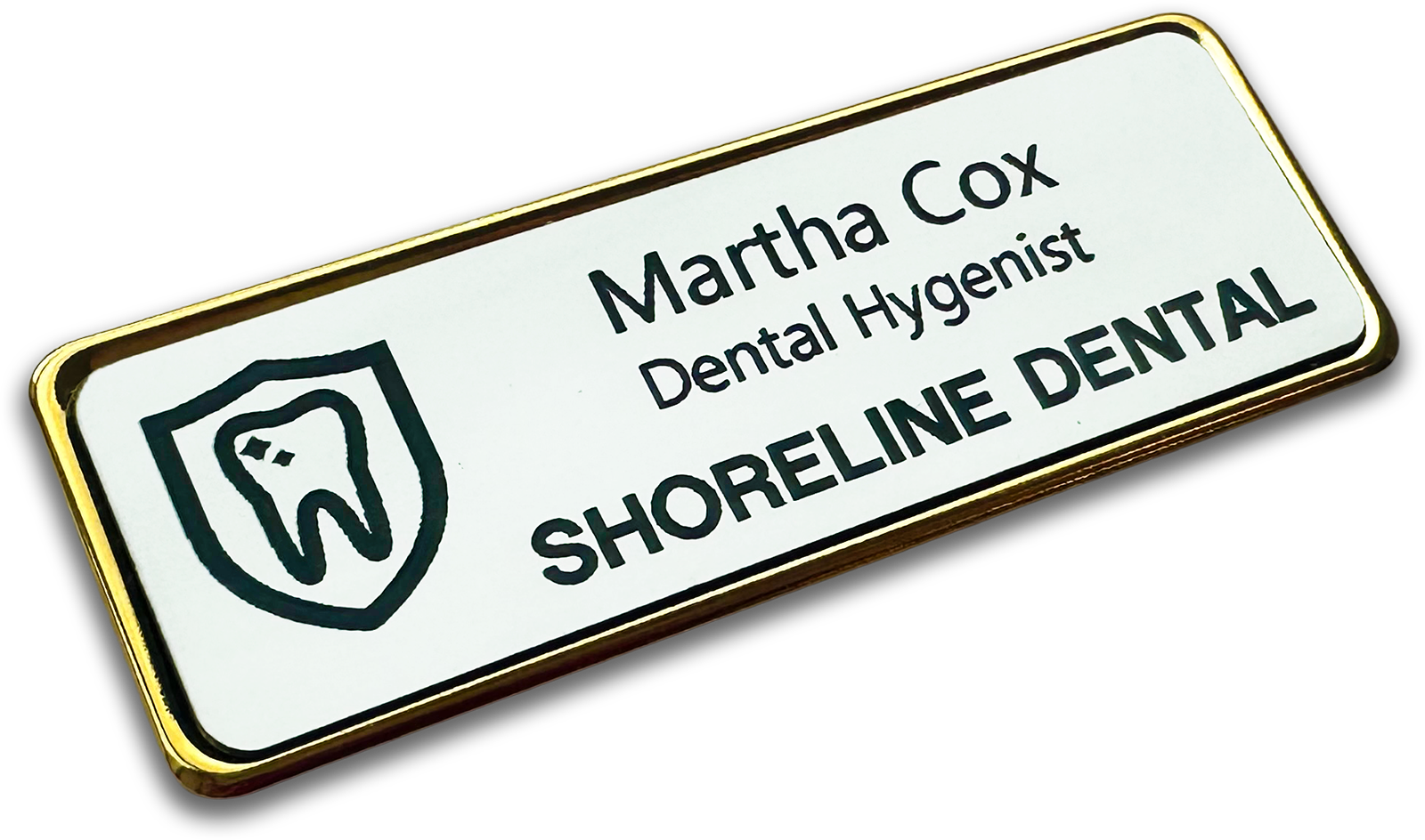 silver metal frame rectangle custom name tag