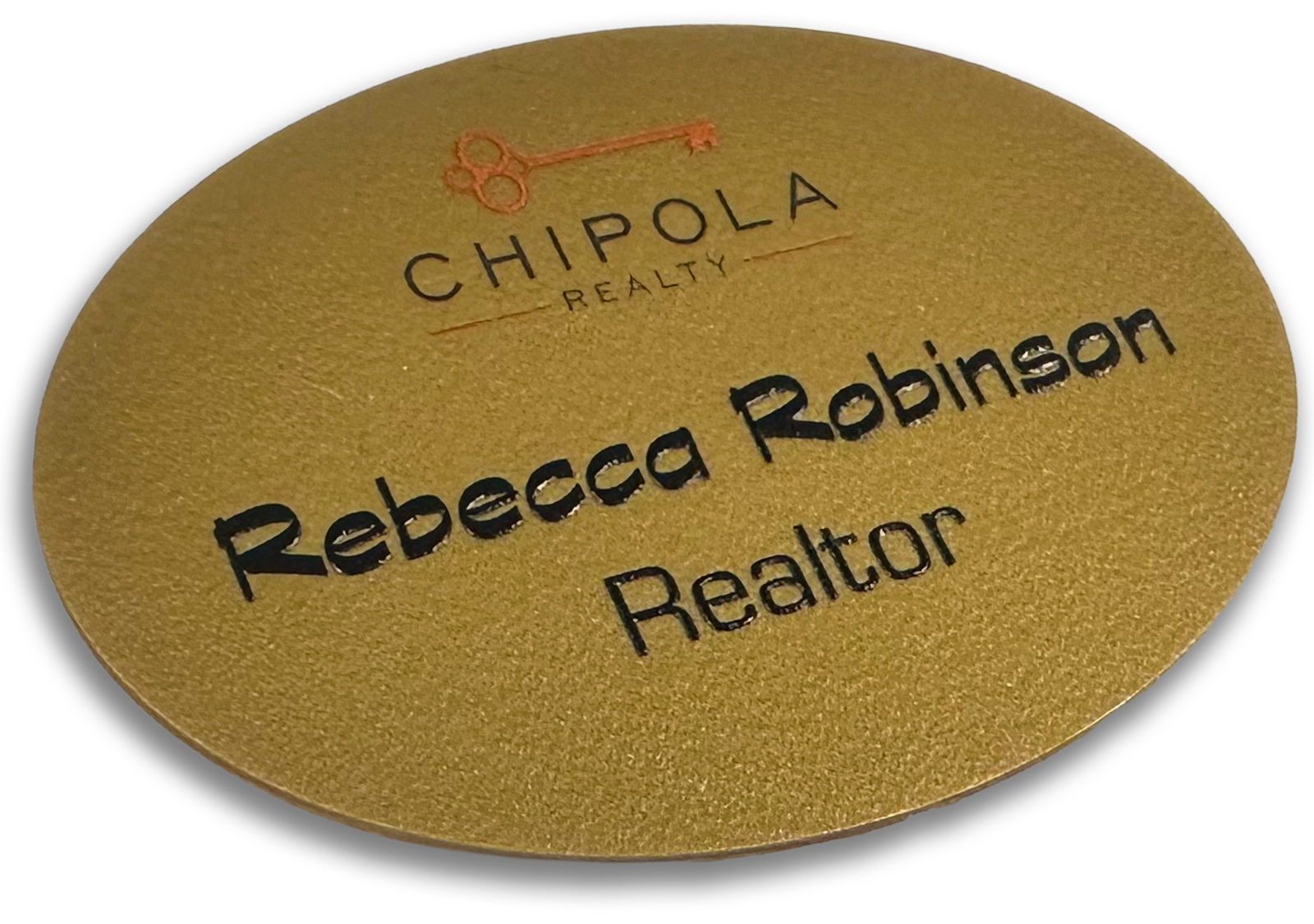 40-mil brown plastic oval custom name tag