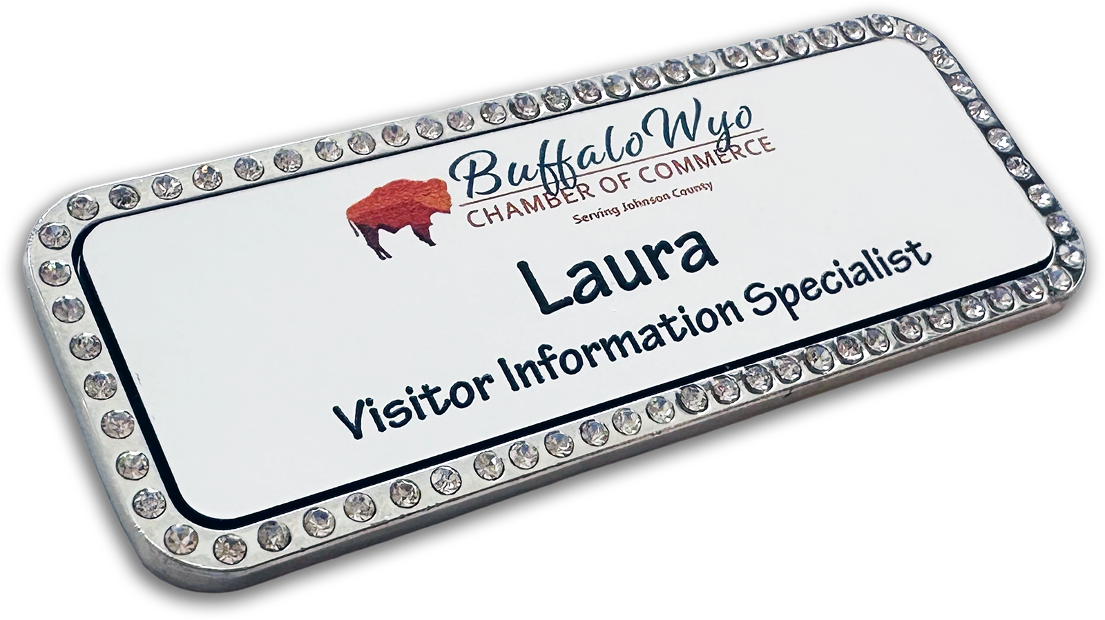 silver rectangle custom bling badge