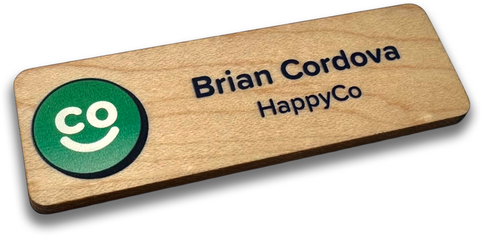 maple wood rectangle custom name tag