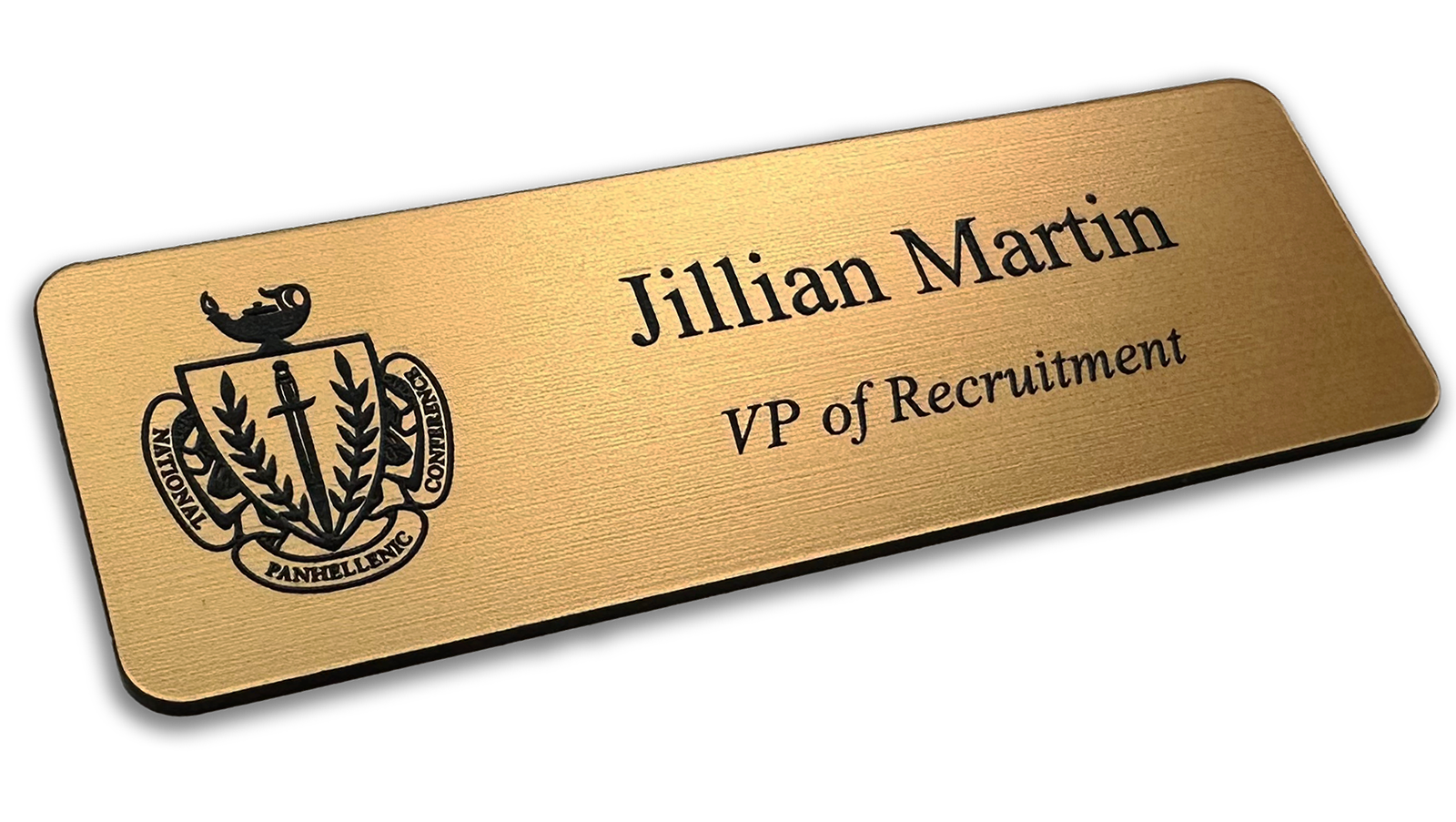 2-ply gold plastic rectangle custom name tag