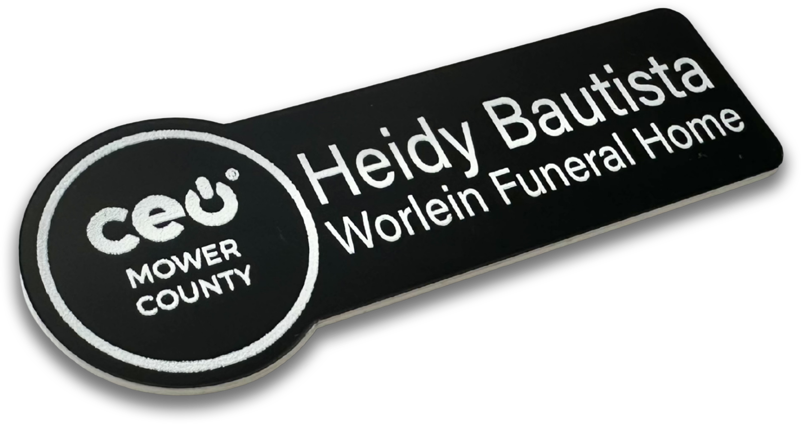 2-ply black plastic dot rectangle custom name tag