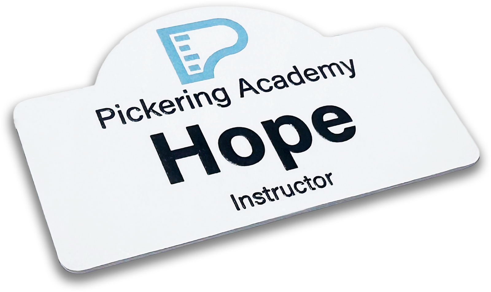 40-mil white plastic specialty domed rectangle custom name tag