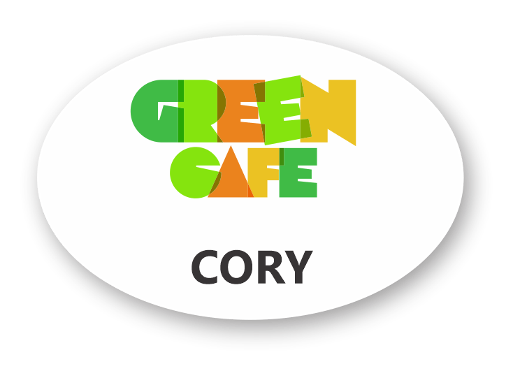 60-Mil white plastic oval custom name tag