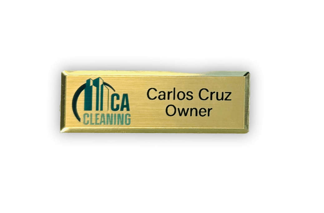 classic beveled gold metal rectangle custom name tag