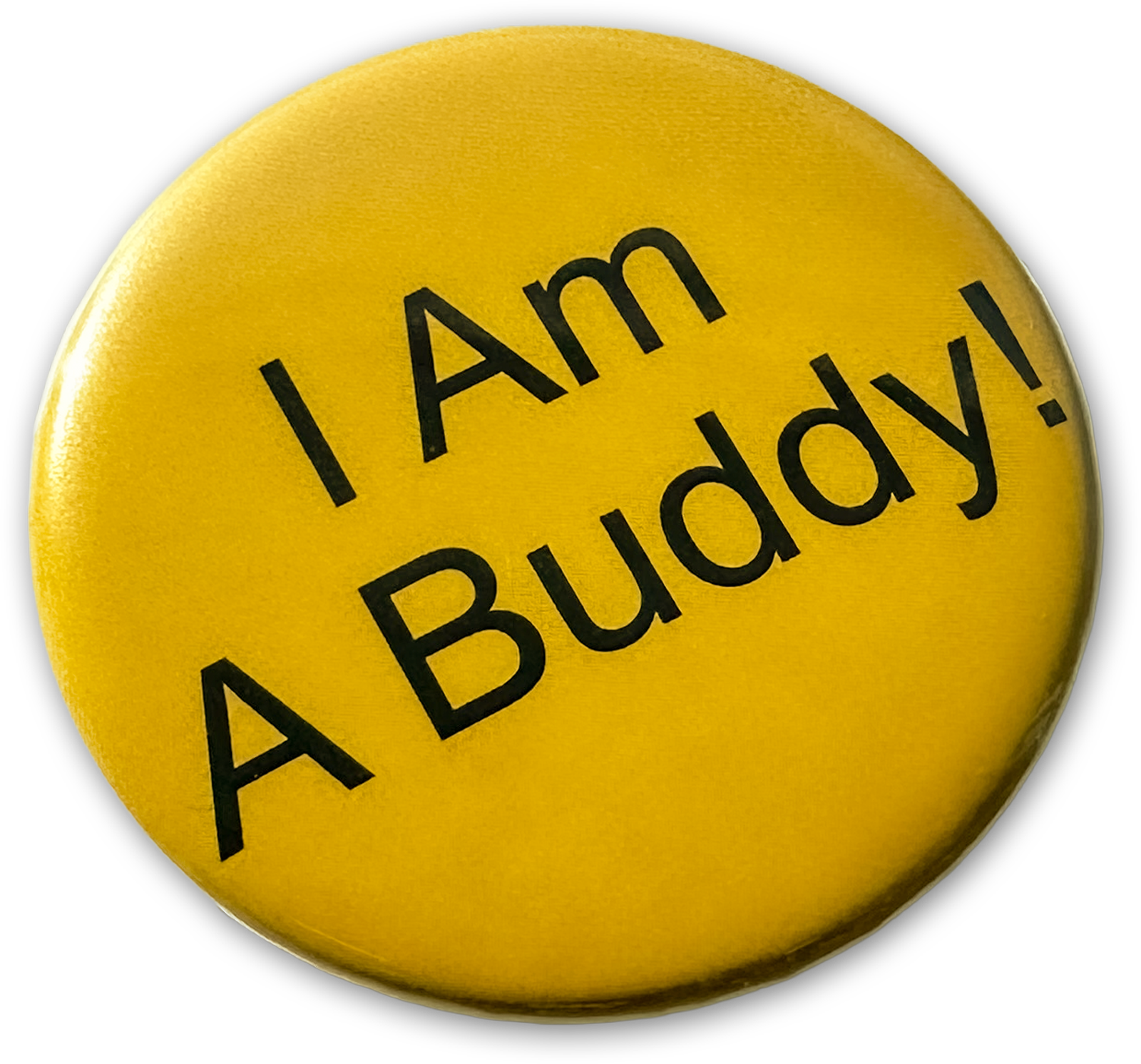 yellow round custom button name tag