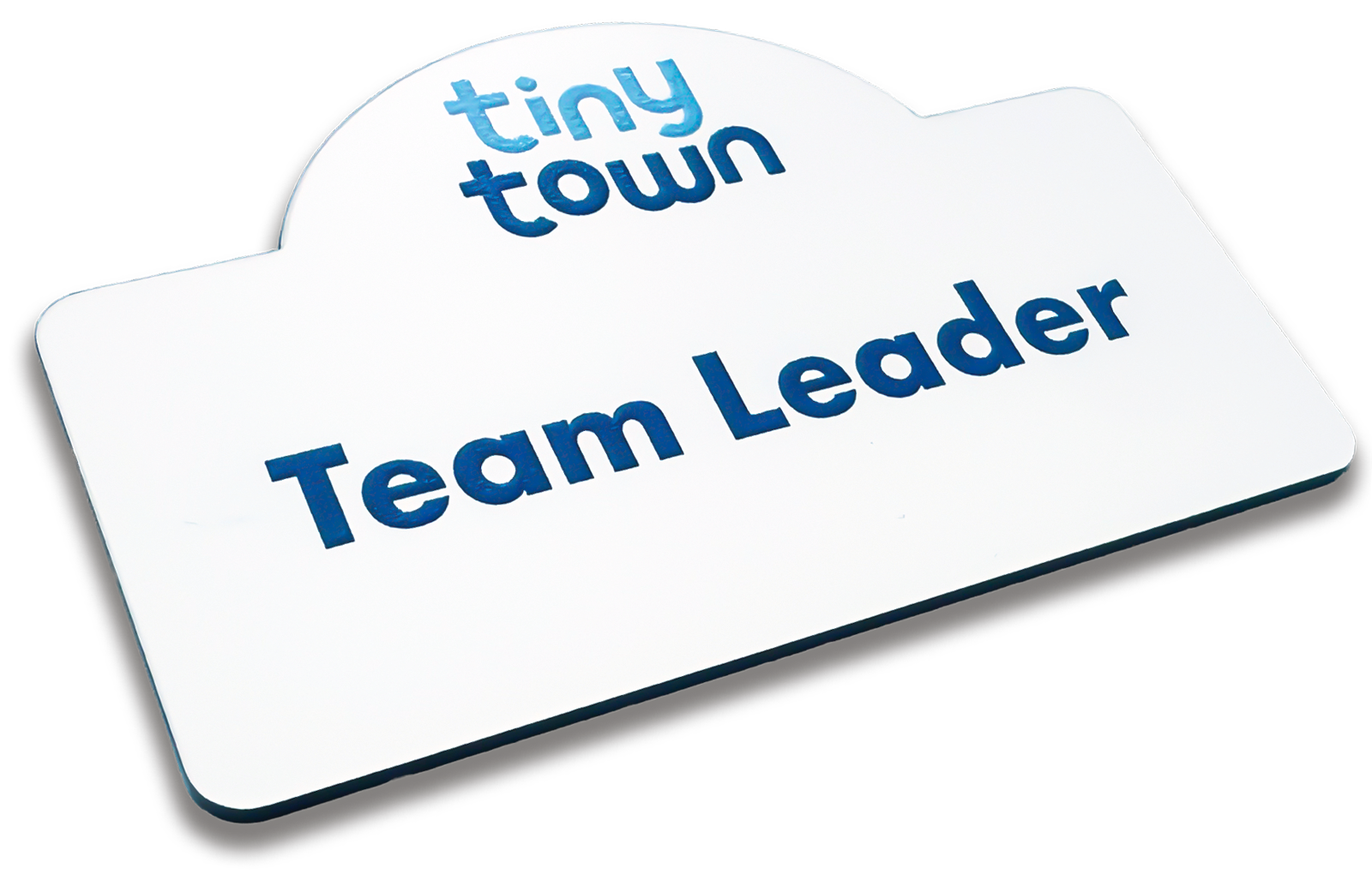 2-ply engraved white plastic domed rectangle custom name tag